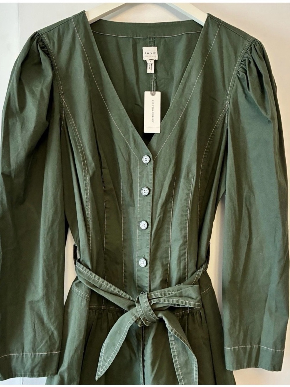 Anthropologie NWT Olive Green V-Neck Utility Romper Size L